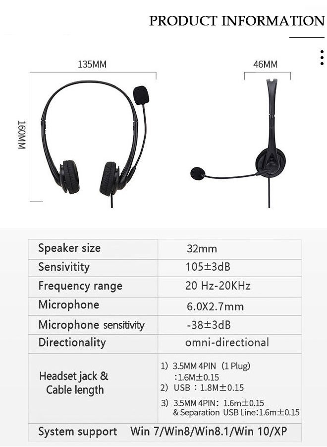سماعات رأس مزودة بميكروفون وخاصية إلغاء الضوضاء، مثالية للمكاتب والاجتماعات والمحادثات ومراكز الاتصال. سماعات رأس مريحة تغطي الأذن بالكامل مع ميكروفون دوار. - Image 2
